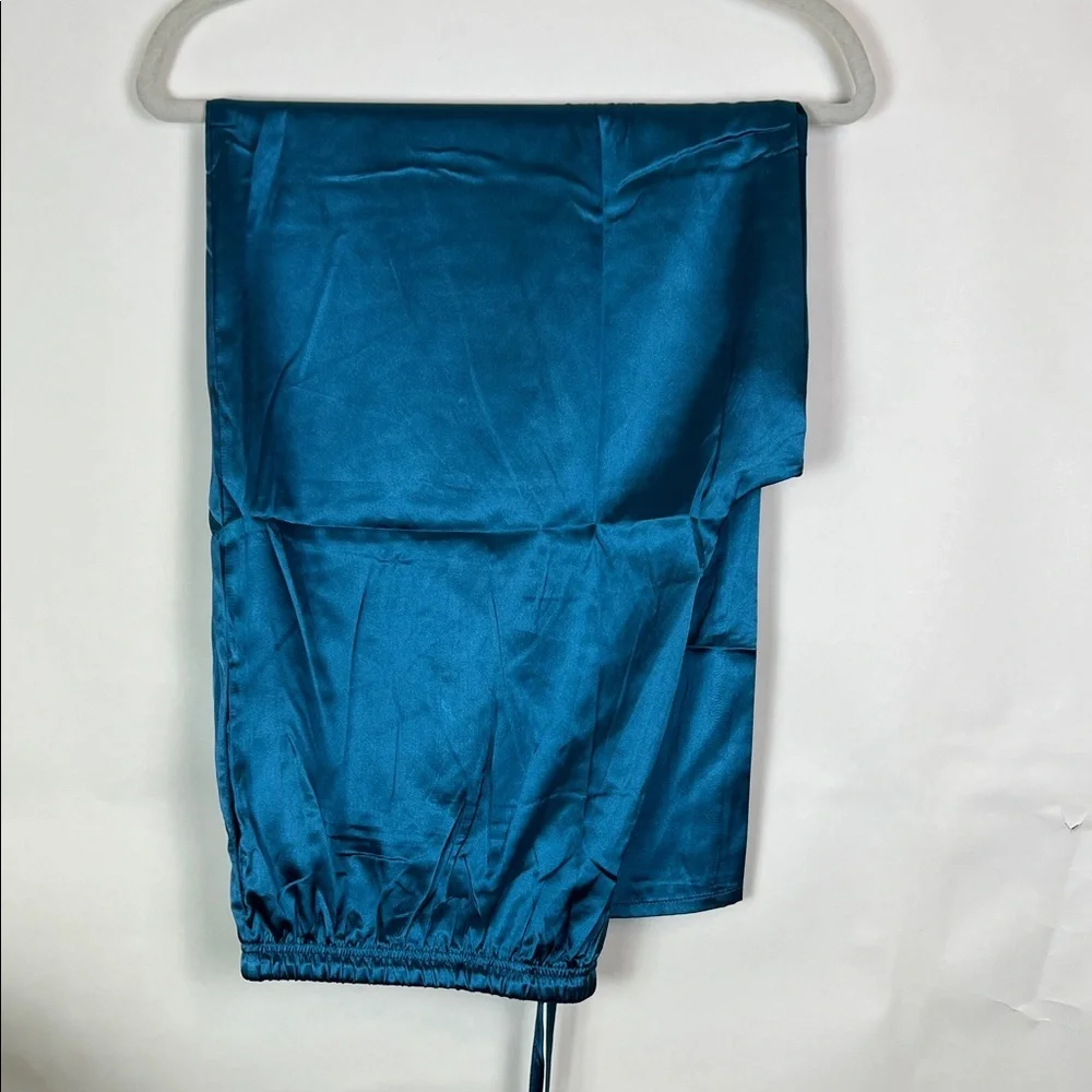 NWOT Ekouaer Women 2XL Satin Pajama Set Loungewear Teal Green - Picture 7 of 10
